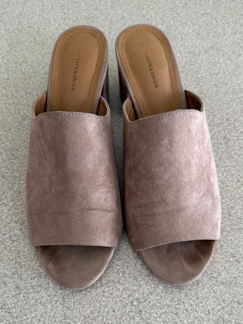 Brown Suede Open-Toe Slide Mules